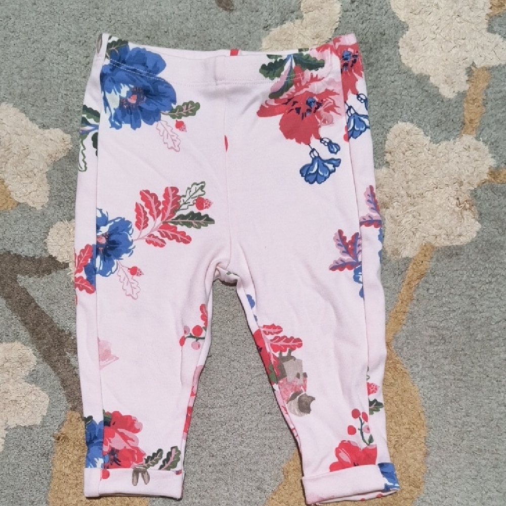 Joules Kids Leggings with Blue and Red Floral Design